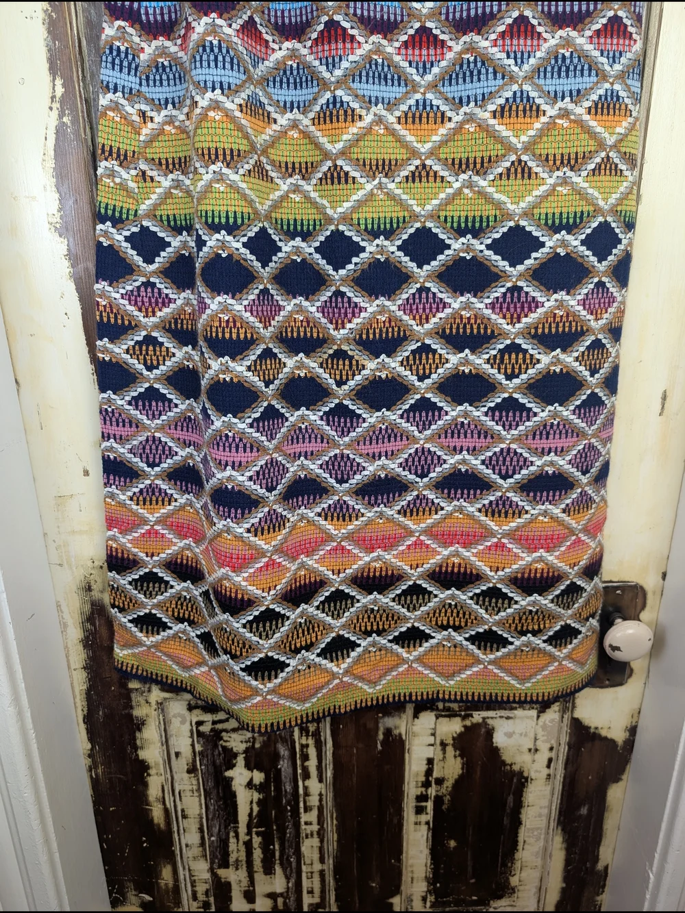 Handmade Multicolor Woven Geometric Boho Maxi Skirt Western Festival Size M - Picture 7 of 9